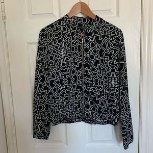 ✨3/$30✨ Atmosphere Black & White Patterned Zip Up Bomber Jacket | S​​